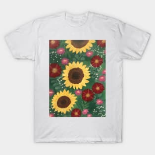 Fall Sunflower Pattern T-Shirt